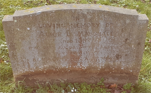 Photo of the grave of ALICE LIZZY MARSHALL (née BINT)