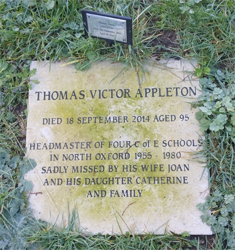 Photo of the grave of THOMAS VICTOR APPLETON