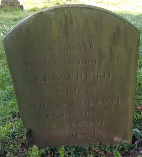 Photo of the grave of ELIZABETH LEAVER (née GODFREY)