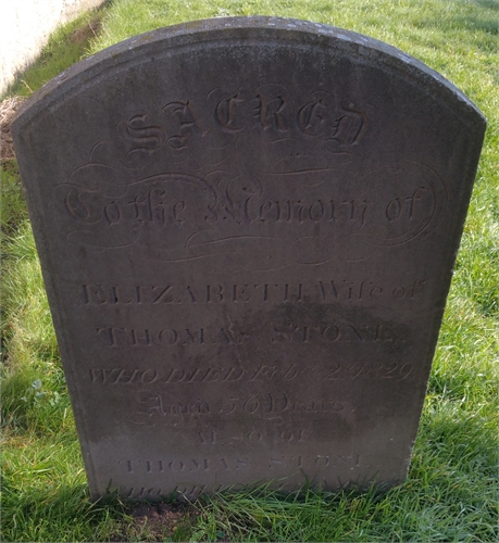 Photo of the grave of ELIZABETH STONE