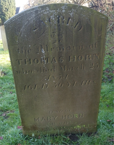 Photo of the grave of MARY HORN (née HEDGES)