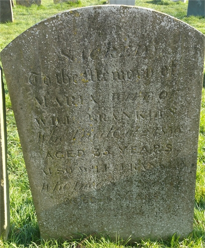 Photo of the grave of MARIA FRANKLIN (née LIPSCOMB)