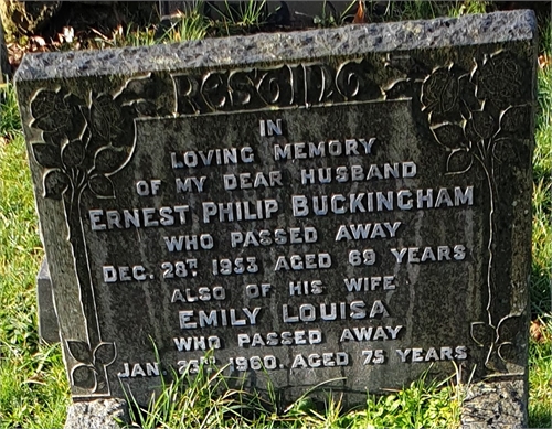 Photo of the grave of ERNEST PHILIP BUCKINGHAM