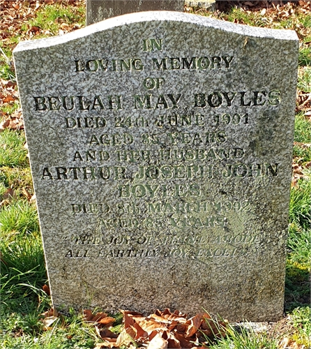 Photo of the grave of ARTHUR JOSEPH JOHN BOYLES