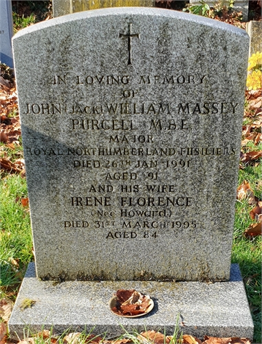 Photo of the grave of (JACK) JOHN WILLIAM MASSEY PURCELL M.B.E.