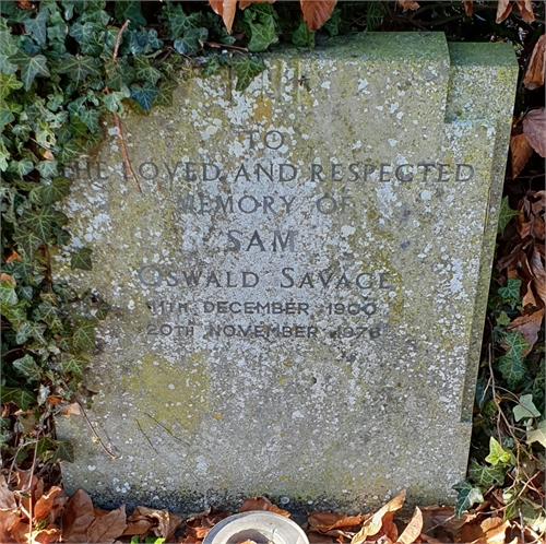 Photo of the grave of (SAM) OSWALD SAVAGE