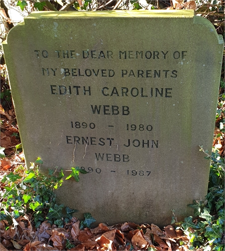 Photo of the grave of ERNEST JOHN WEBB