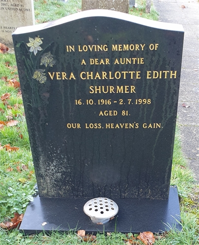 Photo of the grave of VERA CHARLOTTE EDITH SHURMER