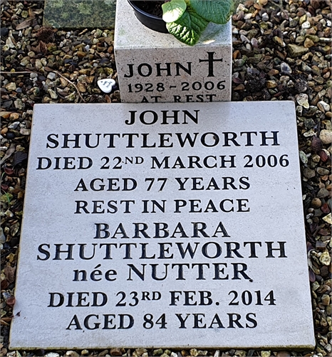 Photo of the grave of BARBARA SHUTTLEWORTH (née NUTTER)