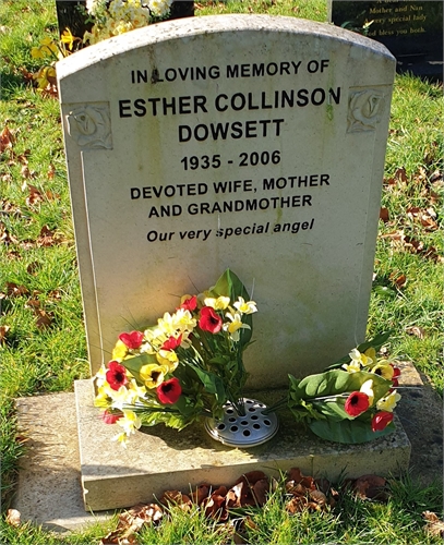 Photo of the grave of ESTHER COLLINSON DOWSETT (née RIGBY)