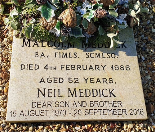 Photo of the grave of HERBERT MALCOLM MEDDICK BA FMLS SCMLSO