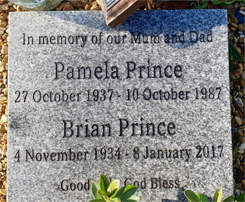 Photo of the grave of PAMELA PRINCE (née GWINNETT)